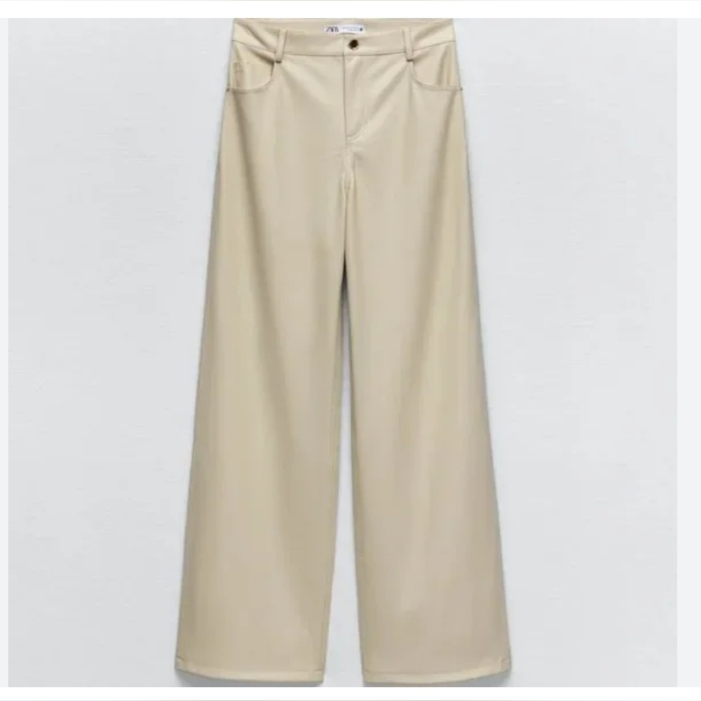 ZARA FAUX LEATHER WIDELEG TROUSER